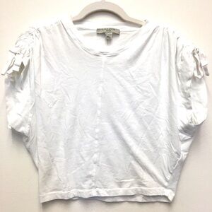 All Saints Muscle Crop T-Shirt Small White 100% Cotton Lightweight Casual